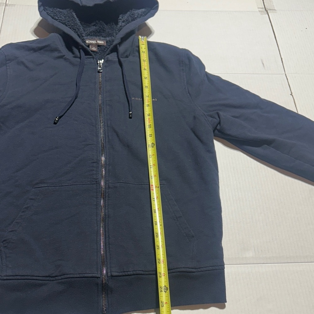 Michael Kors unosex Navy Blue Hoodie Sweater w pockets and zipper fuzzy inside - Picture 4 of 11